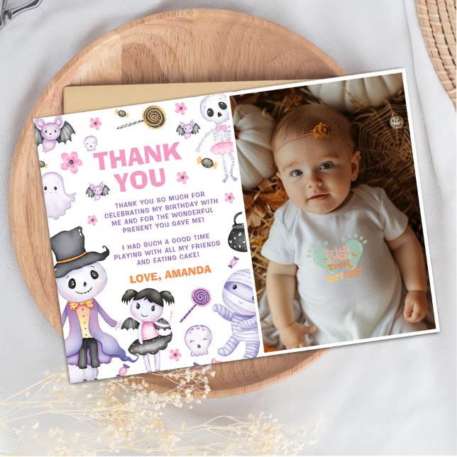 Tarjeta De Agradecimiento Fotomosa fiesta de cumpleaños de Fantasma en Hallo (Subido por el creador)