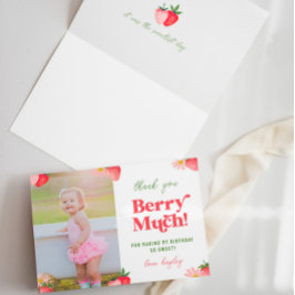 Tarjeta De Agradecimiento Fotos Chicas de Fresa y Daisy Pastel Cumpleaños