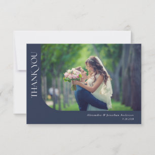 Tarjeta De Agradecimiento Fotos Curvas Modernas Simples Bodas Gracias