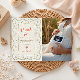 Tarjeta De Agradecimiento Fotos de Baby Shower de Flor Silvestre Little Love