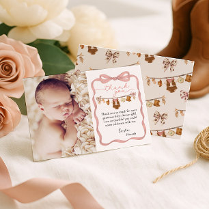 Tarjeta De Agradecimiento Fotos de Baby Shower de Pequeña Vaquera