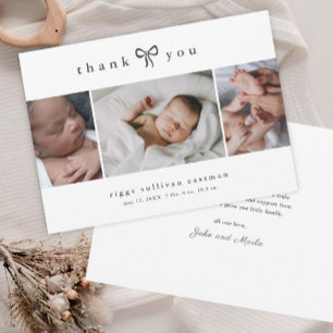 Tarjeta De Agradecimiento Fotos de bebé con lazo simple