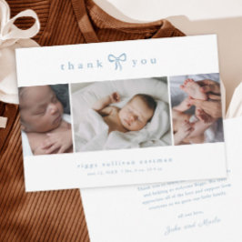Tarjeta De Agradecimiento Fotos de bebé niño con lazo simple en collage