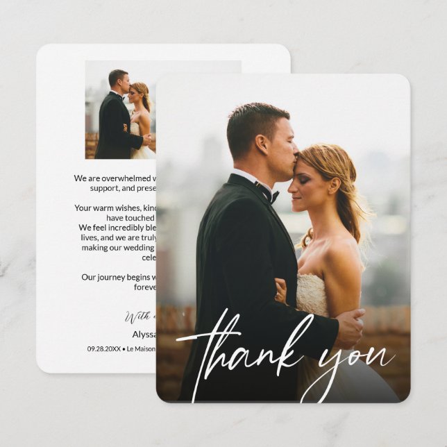 Tarjeta De Agradecimiento Fotos de Boda Chic Personalizadas Modernas 2 (Anverso / Reverso)