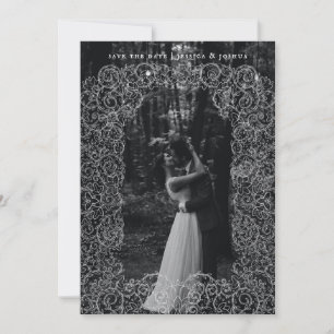 Tarjeta De Agradecimiento Fotos de boda con superposición de encaje para sal