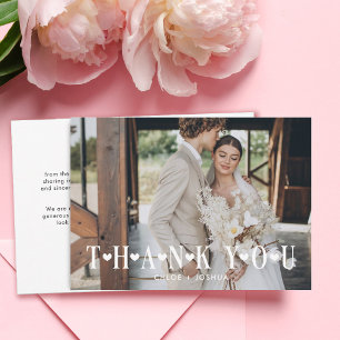 Tarjeta De Agradecimiento Fotos de boda de corazones románticos modernos