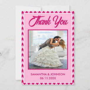 Tarjeta De Agradecimiento Fotos de Boda de Moderno Rosa Claro con Estampado 