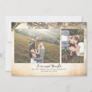 Tarjeta De Agradecimiento Fotos de boda de ramas de roble vintage rústico