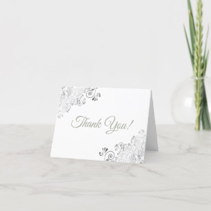 Tarjeta De Agradecimiento Fotos de Boda de sabios y blancos elegantes de col