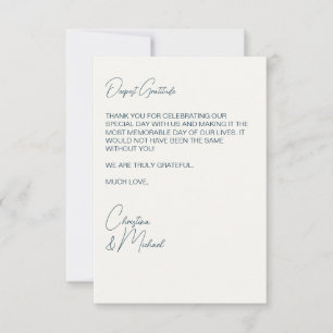 Tarjeta De Agradecimiento Fotos de boda en azul naval y blanco suave