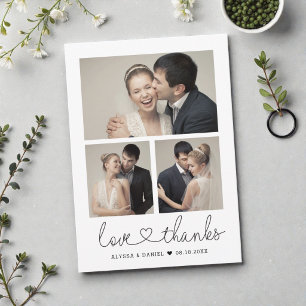 Tarjeta De Agradecimiento Fotos de boda personalizadas con guión de corazón 