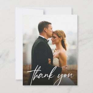 Tarjeta De Agradecimiento Fotos de Boda Personalizadas Simples Modernas 2 Ta