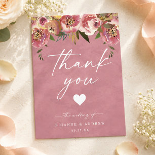 Tarjeta De Agradecimiento Fotos de Boda Rosa Salvaje Chic en Flor