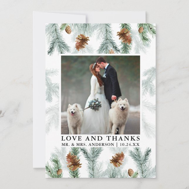 Tarjeta De Agradecimiento Fotos de bodas con piñas al agua amor agradecimien (Anverso)