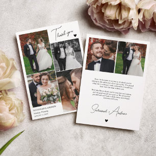 Tarjeta De Agradecimiento Fotos de Bodas románticos de Black Heart Gracias N
