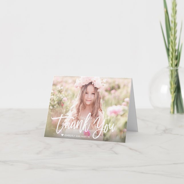 Tarjeta De Agradecimiento Fotos de Chica moderno guión cumpleaños (Anverso)