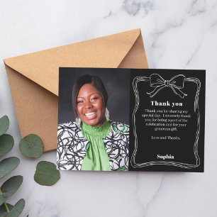 Tarjeta De Agradecimiento Fotos de cumpleaños, arco dibujado a mano, blanco 