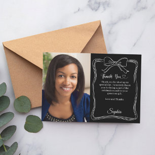 Tarjeta De Agradecimiento Fotos de cumpleaños arco escrito a mano blanco neg