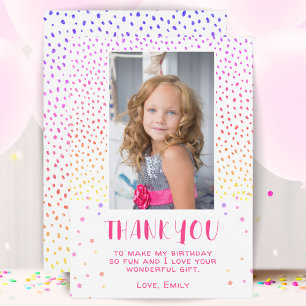 Tarjeta De Agradecimiento Fotos de Cumpleaños de Niñas con Estrellas Rosadas
