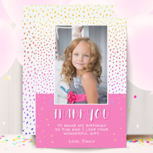 Tarjeta De Agradecimiento Fotos de Cumpleaños de Niñas con Estrellas Rosadas