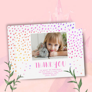 Tarjeta De Agradecimiento Fotos de cumpleaños de niñas con estrellas rosadas