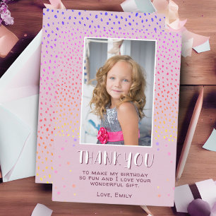 Tarjeta De Agradecimiento Fotos de Cumpleaños de Niñas con Estrellas Rosadas