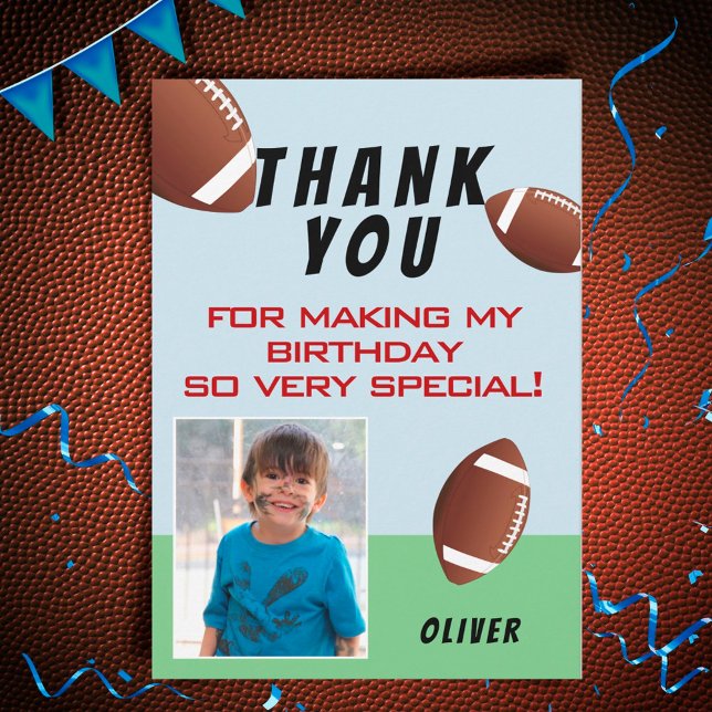 Tarjeta De Agradecimiento Fotos de cumpleaños de niños de la American Footba (Subido por el creador)