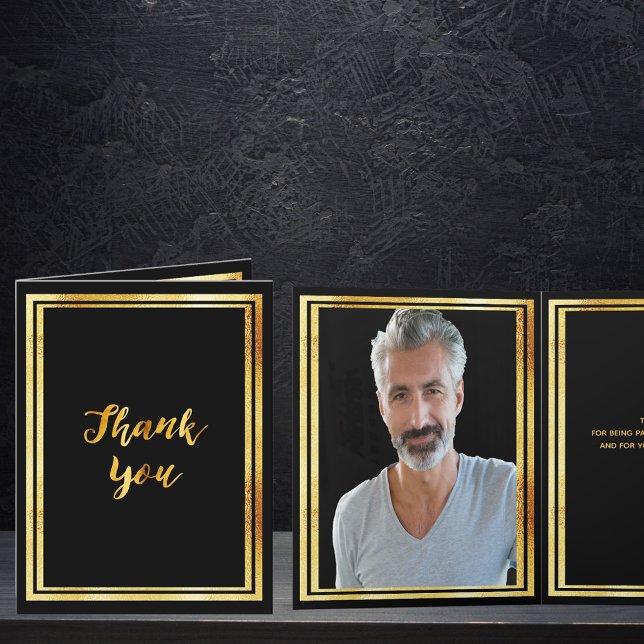 Tarjeta De Agradecimiento Fotos de cumpleaños Gracias oro negro (Subido por el creador)