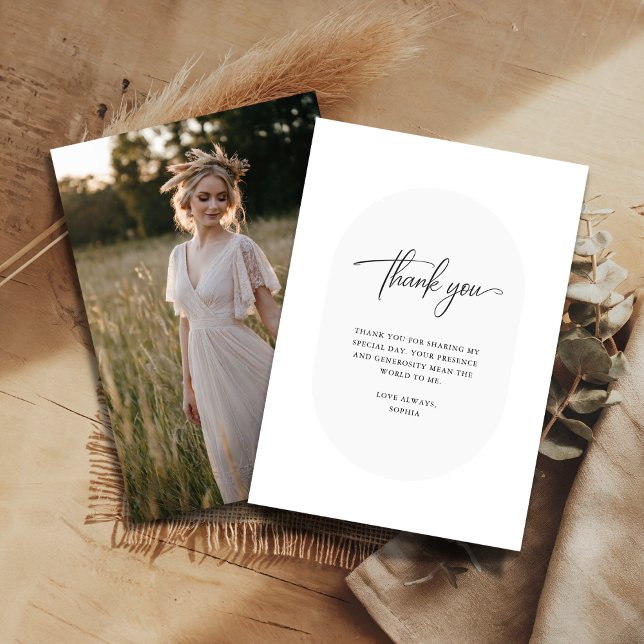 Tarjeta De Agradecimiento Fotos de Despedida de Soltera con Caligrafía Boho  (Subido por el creador)