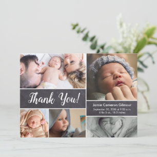 Tarjeta De Agradecimiento Fotos de escritura moderna Chalkboard Baby Shower