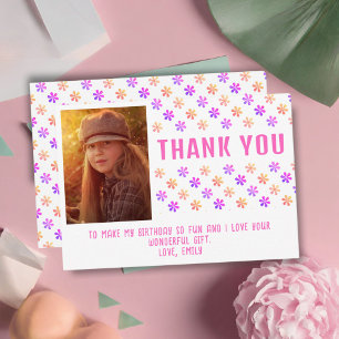 Tarjeta De Agradecimiento Fotos de flores de purpurina rosadas coloridas par