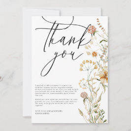 Tarjeta De Agradecimiento Fotos de flores silvestres boho para despedida de 