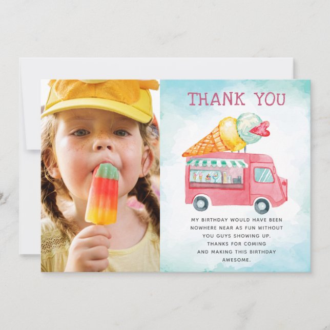 Tarjeta De Agradecimiento Fotos de helados Cumpleaños (Anverso)