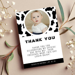 Tarjeta De Agradecimiento Fotos de impresión de vaca Cumpleaños