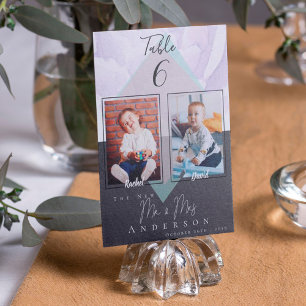 Tarjeta De Agradecimiento Fotos de la infancia número de tabla de Bodas de B