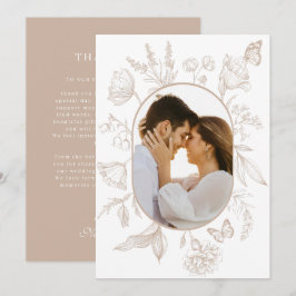 Tarjeta De Agradecimiento Fotos de mariposa floral en la línea floral Neutra