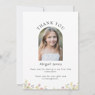 Tarjeta De Agradecimiento Fotos de Primera Comunión Flores Silvestres Agrade