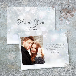 Tarjeta De Agradecimiento Fotos de Primera Nieve Invernal con Letra Elegante