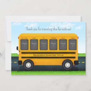 Tarjeta De Agradecimiento Fotos del autobús escolar personalizado de 6 amigo