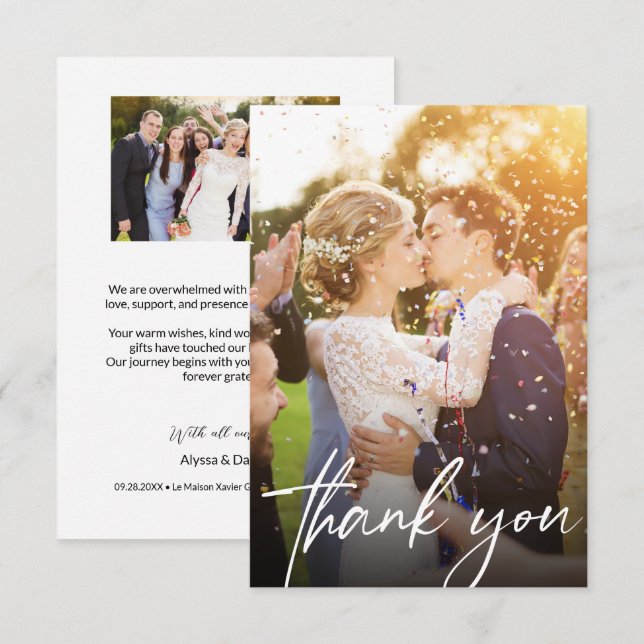 Tarjeta De Agradecimiento Fotos del Boda invitado de Personalizado moderno p (Anverso / Reverso)