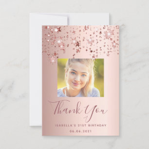 Tarjeta De Agradecimiento Fotos del rosa de foto del personalizado de cumple