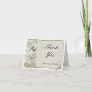 Tarjeta De Agradecimiento Fotos dentro de pájaros de amor Parchment Damask