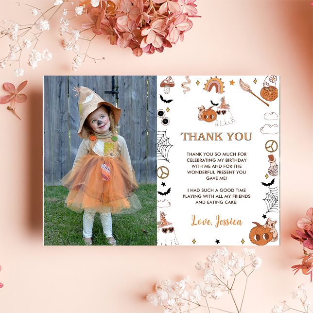 Tarjeta De Agradecimiento Fotos fantasma de Halloween Groovy Cute (Subido por el creador)