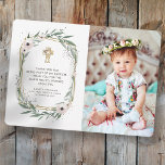 Tarjeta De Agradecimiento Fotos florales geométricas en el bautismo Gracias<br><div class="desc">Añadir fotos y tu mensaje de agradecimiento a tu personalizado Disponible aquí: http://www.zazzle.com/store/selectpartysupplies</div>