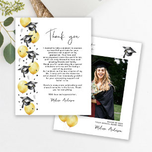 Tarjeta De Agradecimiento Fotos Graduados Globos Gracias