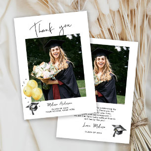 Tarjeta De Agradecimiento Fotos Graduados Globos Gracias