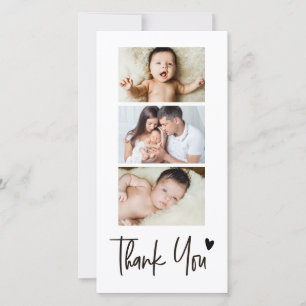Tarjeta De Agradecimiento Fotos modernas de bebés con letra a mano Corazón m