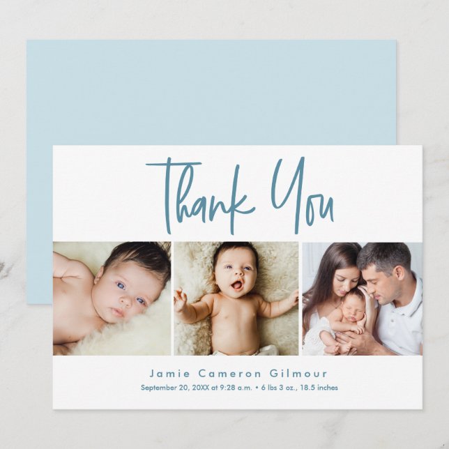 Tarjeta De Agradecimiento Fotos modernas de varios bebés recién nacidos (Anverso / Reverso)