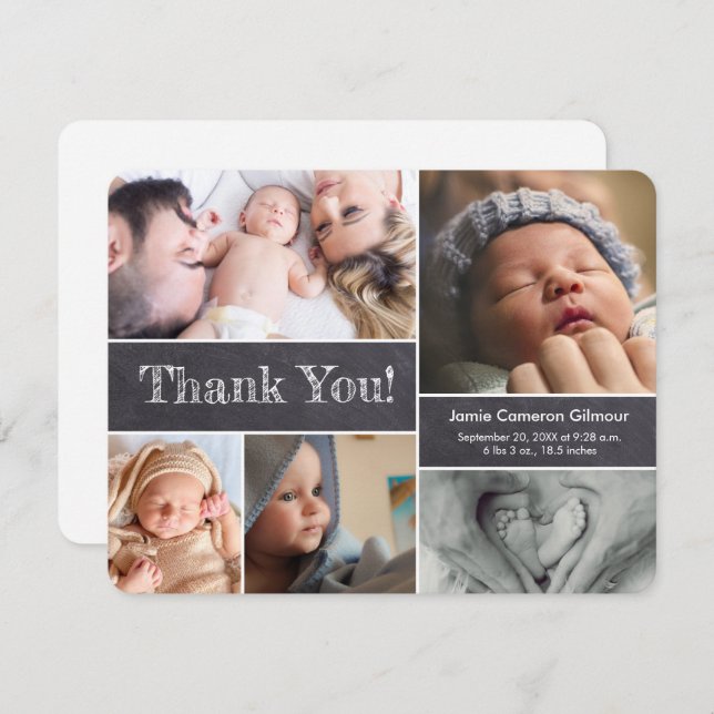 Tarjeta De Agradecimiento Fotos modernas Niño niño Ducha Cartón (Anverso / Reverso)