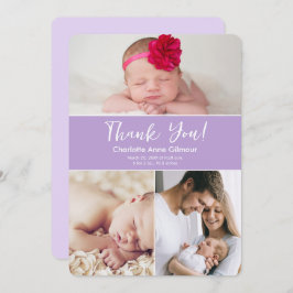 Tarjeta De Agradecimiento Fotos personalizados Bebé morado suave